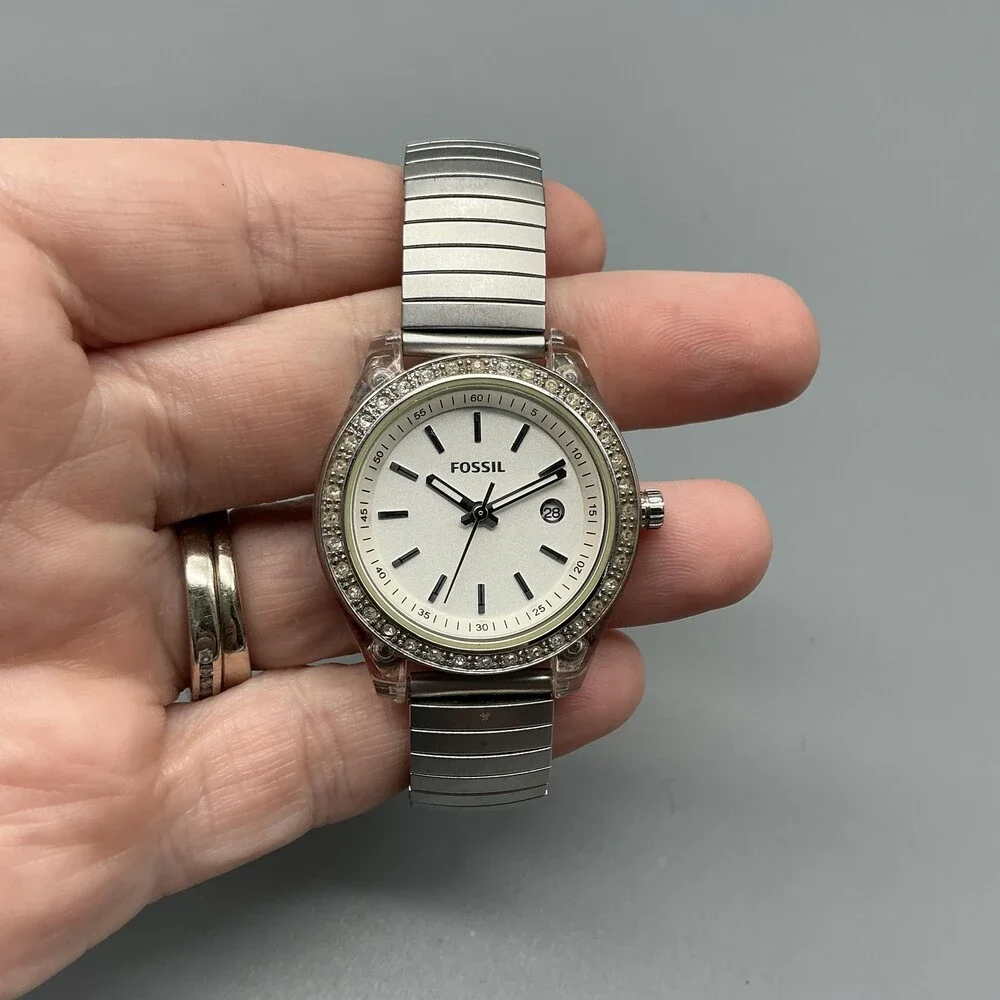 Fossil Stella Womens Watch 31mm l Stainless Expansion Crystals New Battery